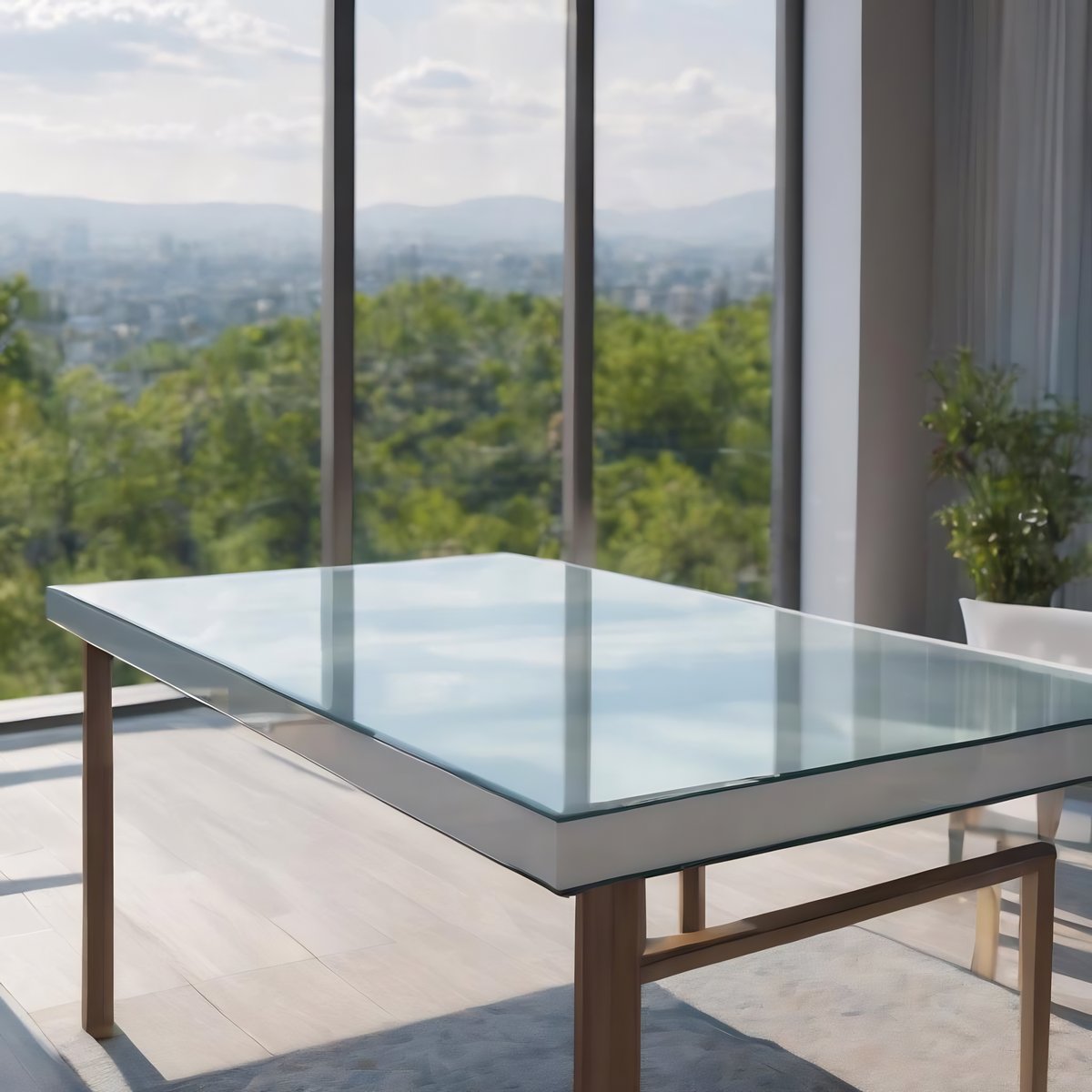 mesa de vidro blindex